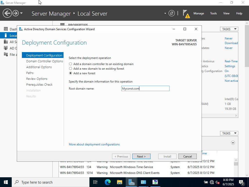 Capture d'écran Windows Server 2022
